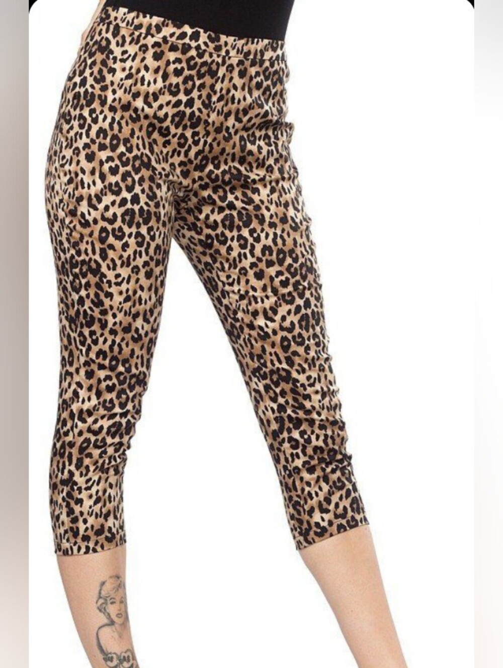 Sourpuss Leopard Peggy capri skinny pants LARGE